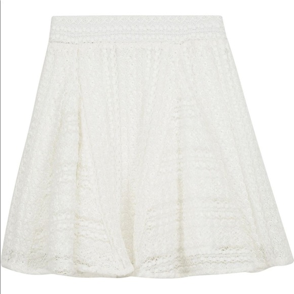 IRO Teejay Crochet Lace Mini Skirt in Ecru Size 8 Cream Off White A-Line Flouncy - Picture 3 of 16